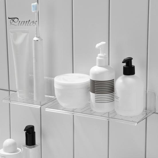 Transparent Wall Mount Shelf No Drill Anti Slip Great Load Bearing Bathroom Living Room Storage Rack