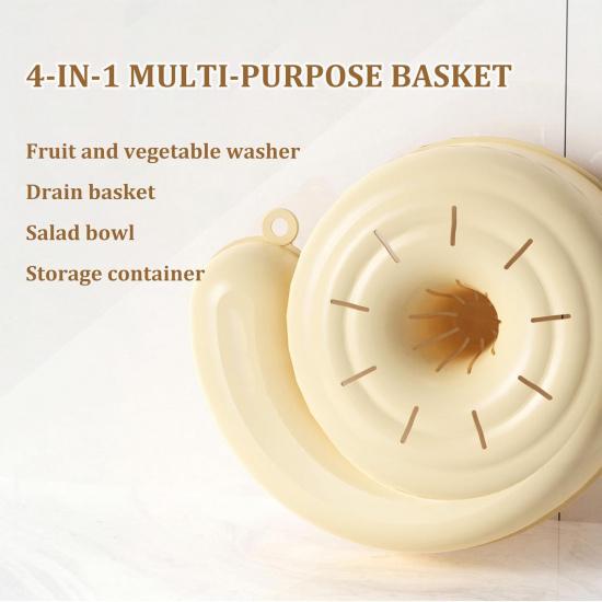 Snail Shape Drainer Portable Vegetable Washer – 4-in-1 Fruit and Vegetable Wash Bowl with Rotating Colander, Fruit Cleaner Spinner
