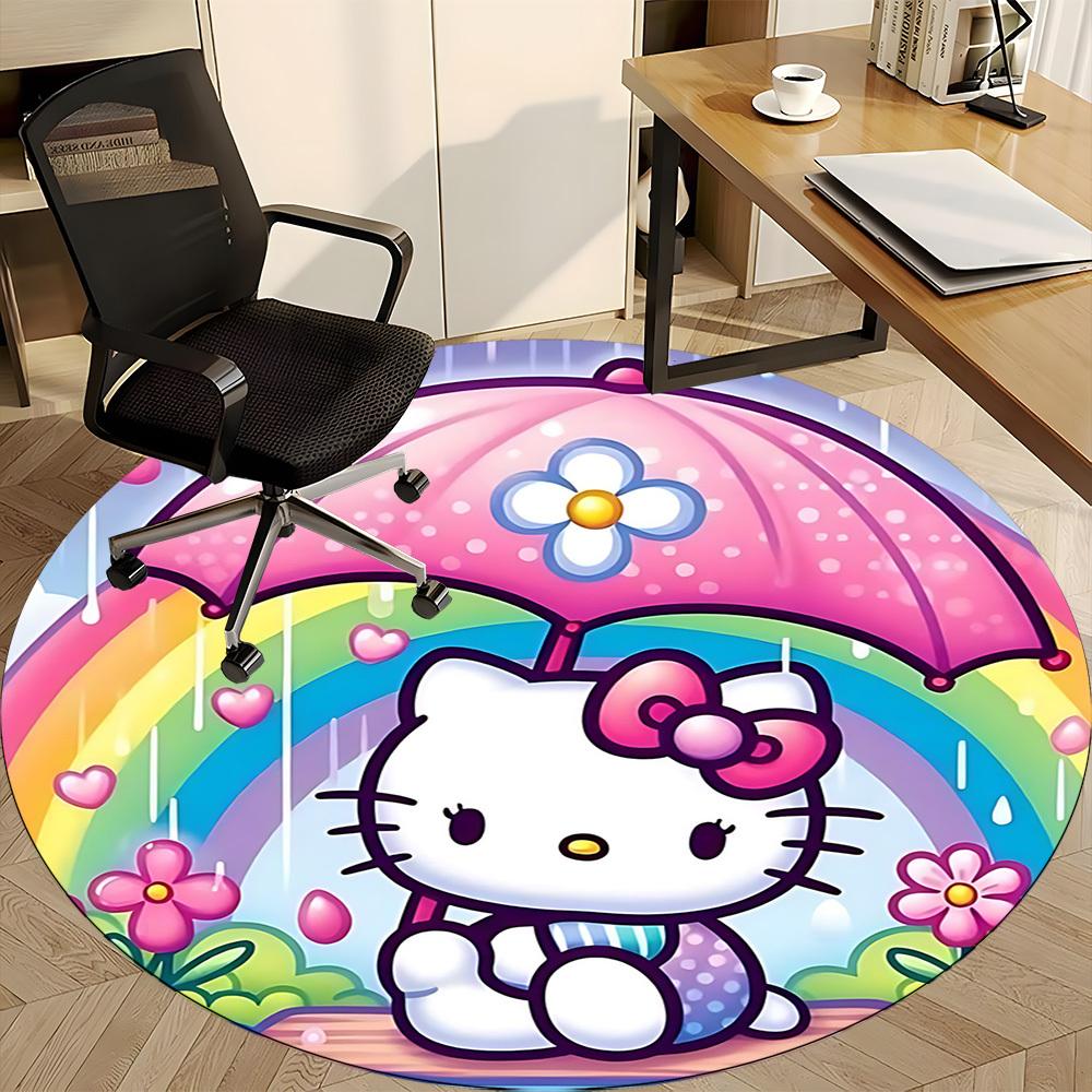 Hello Kitty Rainbow Office Round Area Rug, Under Office Chairs Bedroom Living Room Home Decor a0908131