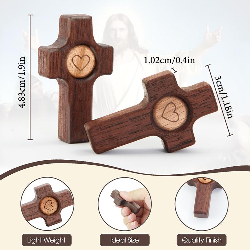 1/3Pcs Wooden Cross Finger Stress Relax Gifts Christians Fidget Cross My Heart Pocket Prayer Cross Spiritual Symbol Home Decor