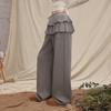 UNIFREE Plush Lined Skirt-Trim Wide-Leg Pants