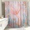 1Pc Mermaid Tails Shower Curtain - Coral & Shells Print, Polyester, 71X71", 12 Hooks, Machine Washable, Underwater Theme