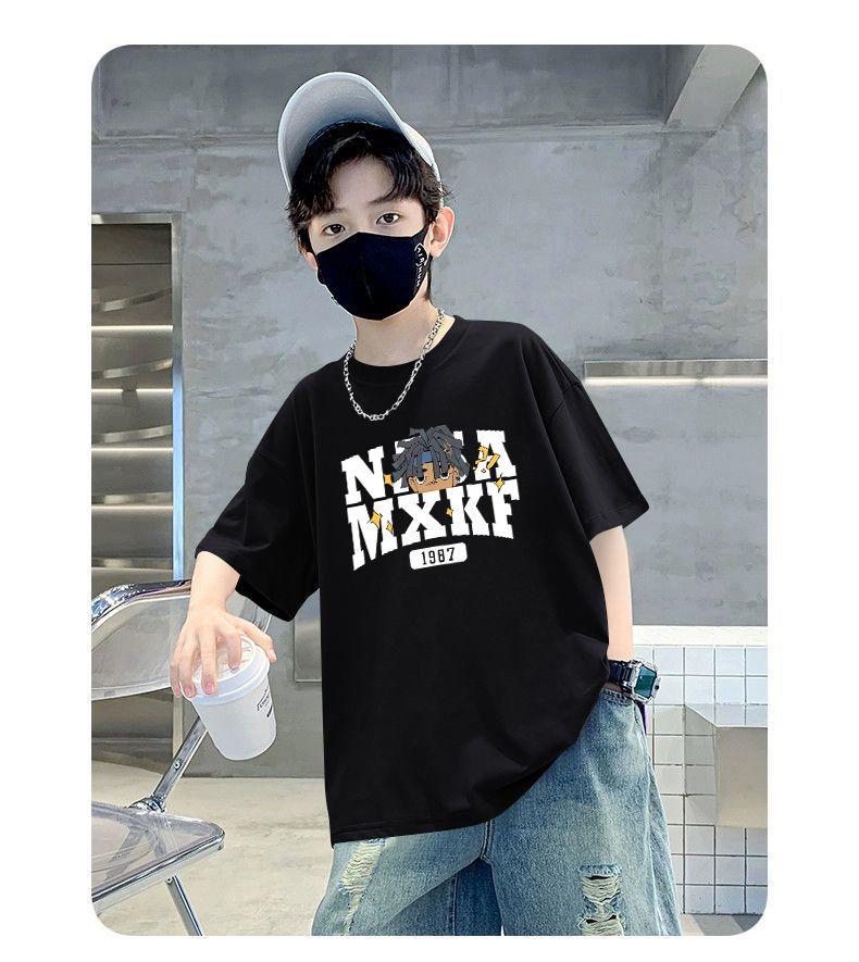 Jungen Cartoon Baumwoll-T-Shirt - Atmungsaktiv & Schweißabsorbierend, Kurzärmelig, Stilvolle & Lockere Passform für Mittlere und Große Kinder - Sommer-Trend