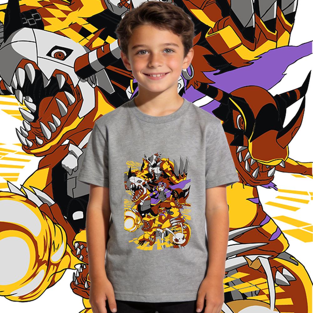 Digimon Koromon Evolution Anime Print Soft Cotton Boys Girls Casual T Shirt Kids Summer Short Sleeve Top