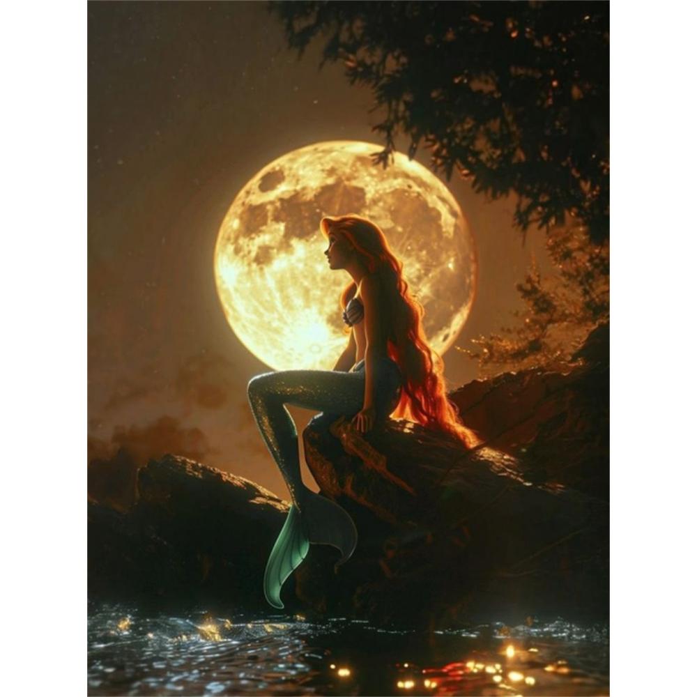 

Disney 5d DIY Diamond Painting The Little Mermaid Ariel Illustration Art Embroidery Mosaic Cross Stitch Home Decor Gift Crafts Round 20x30cm