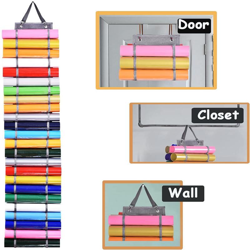 Vinyl Roll Holder Vinyl Storage Organizer Hanging Bag Wall Mount Craft Vinyl Roll Organizer Rack Behind Door Hanging Bag