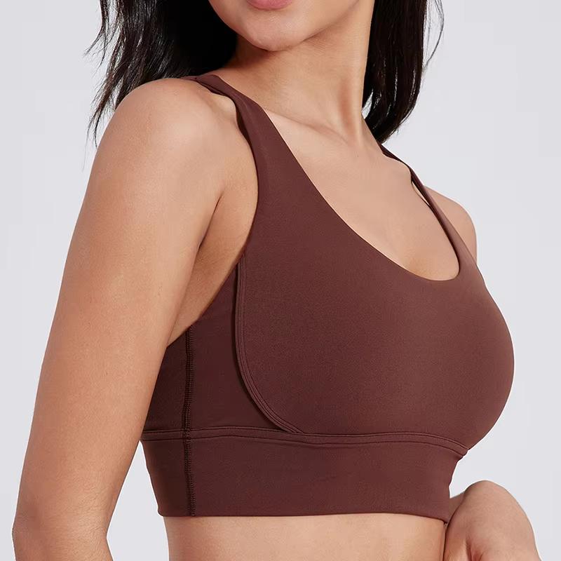 Solid Color Women Cross Back Bra Fitness Underwear Soft Fitness Sport Bra Top Gym Yoga Athletic Workout With Chest Pad