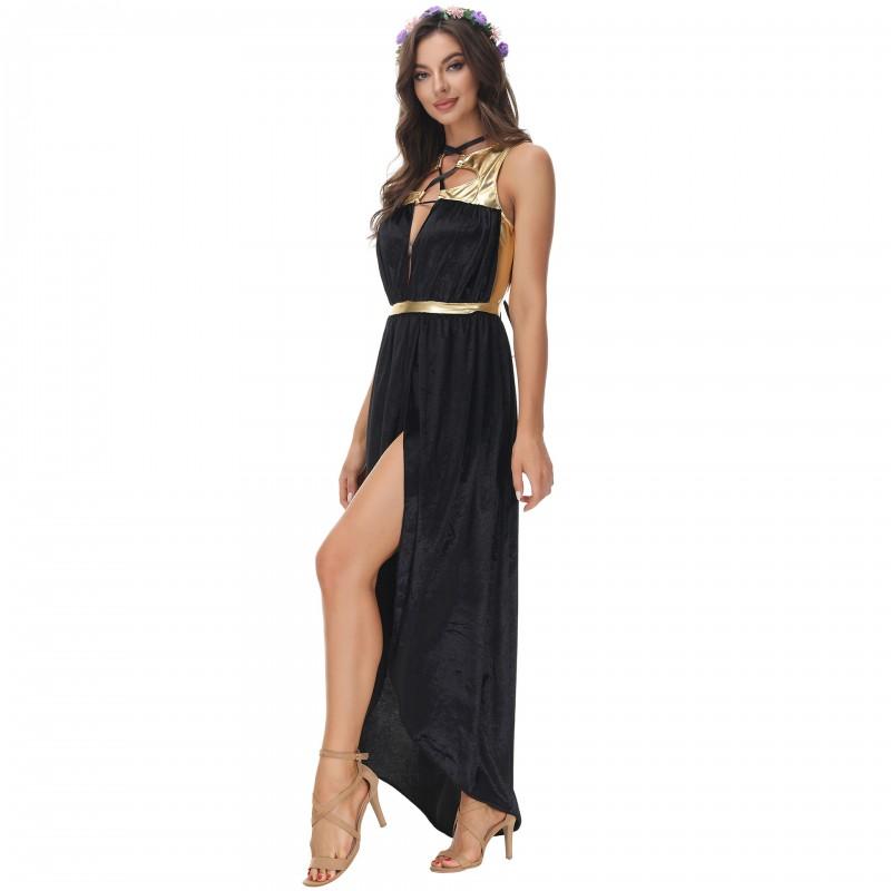 Halloween Greek Goddess Dress Ancient Mythology Robe Cleopatra Costume Party Stage Performance Cosplay Womens Fancy