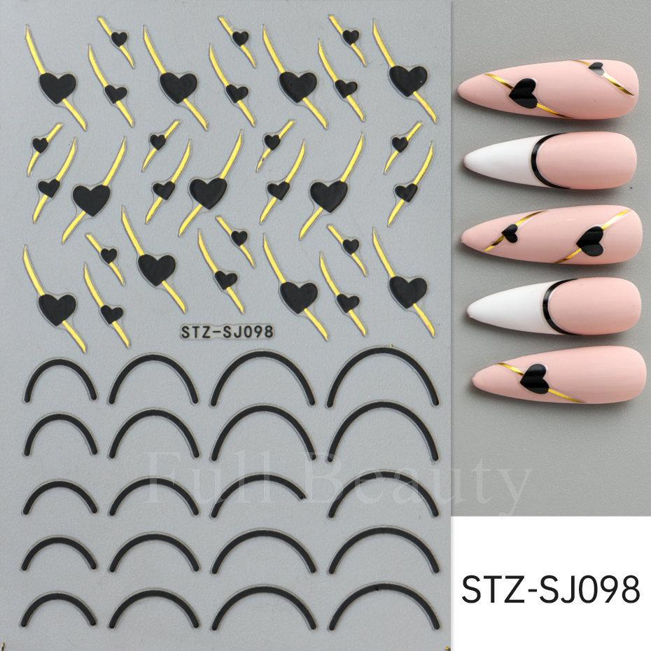 Nail Art Stickers Ins Valentine's Day Black And White Love Hot Stamping Lines Smile French Adhesive Nail Stickers