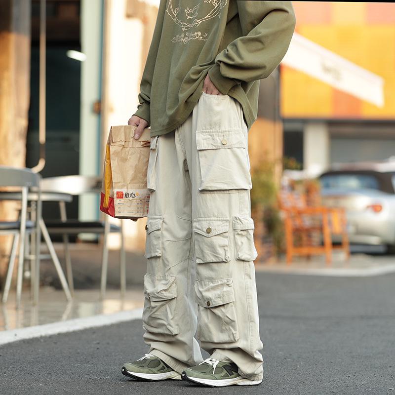 Men's Retro Casual Loose Fit Wide-Leg Multi-Pocket Overalls