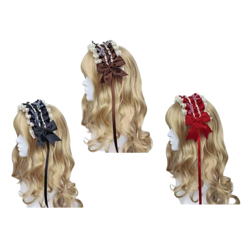 Stylish Lace Bows Headband Comfortable Hairpiece Breathable Hairband Perfect For Anime Conventions Fashion Accessories