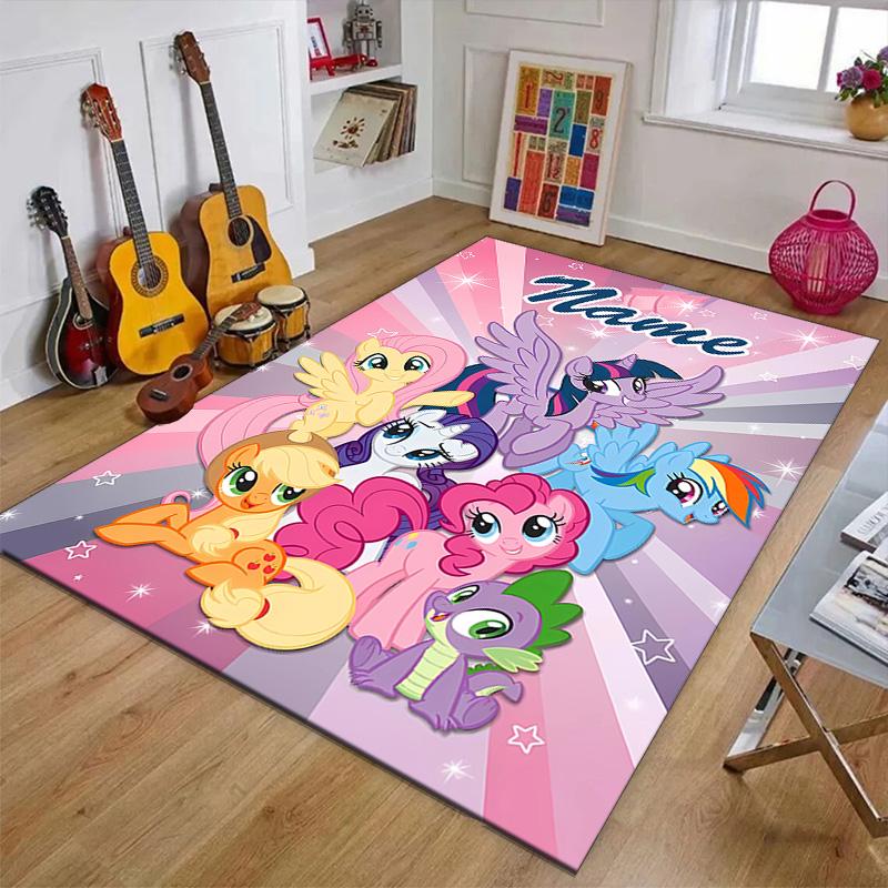 Custom My Little Pony Mat Personalized Name, Polyester Washable Indoor Entryway Rug, Gift for Christmas, Easter, Thanksgiving Day