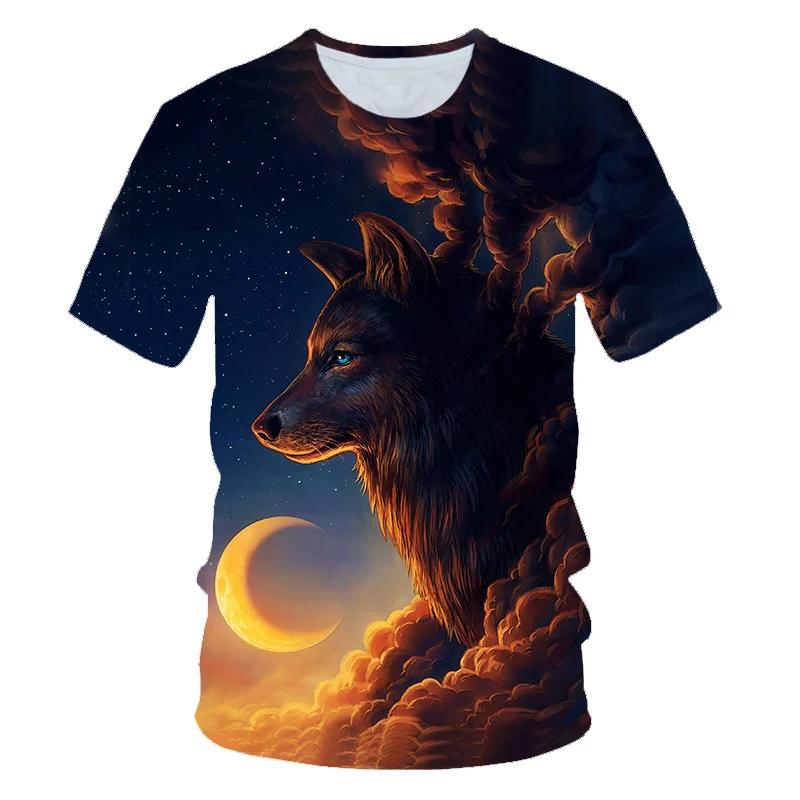 Animal Wolf T Shirt For Boys Print Children Boys Harajuku 3D T Shirt Summer Kids Short Sleeve Girls Tshirt Cartoon Baby T-Shirts