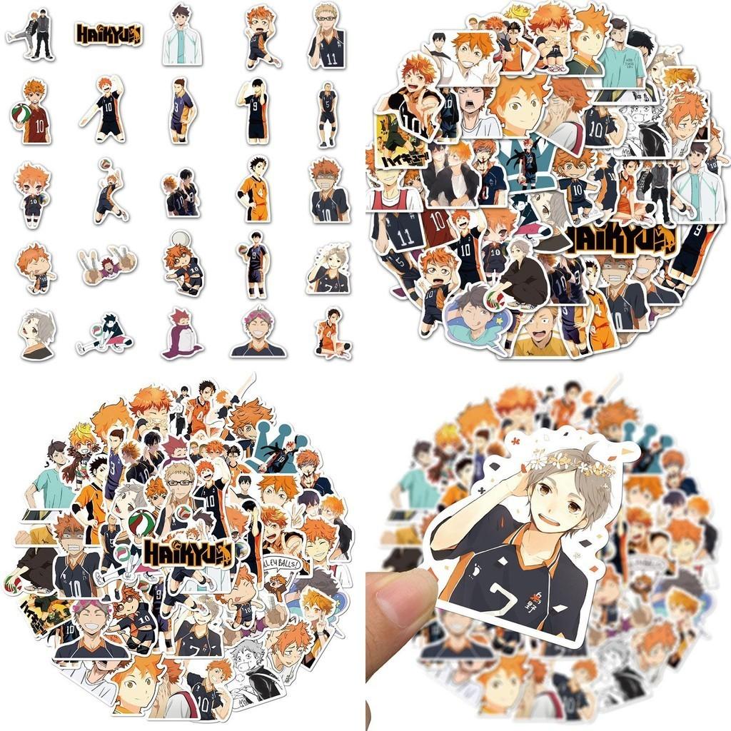 Anime Haikyuu!! 52-piece Sticker Set With Waterproof Multi-color Decals For Laptops And Bikes
