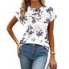 Damenmode Lässig Kurzarm Basic Textur Floral Rundhals T-Shirt Kappenärmel Top