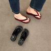 Thick-soled Foot-pinch Flip-flops Shoes Women's Shoes Outer Wear 2025 Spring and Summer New Fashion Heightening French Foot-pinch Cool Slippers