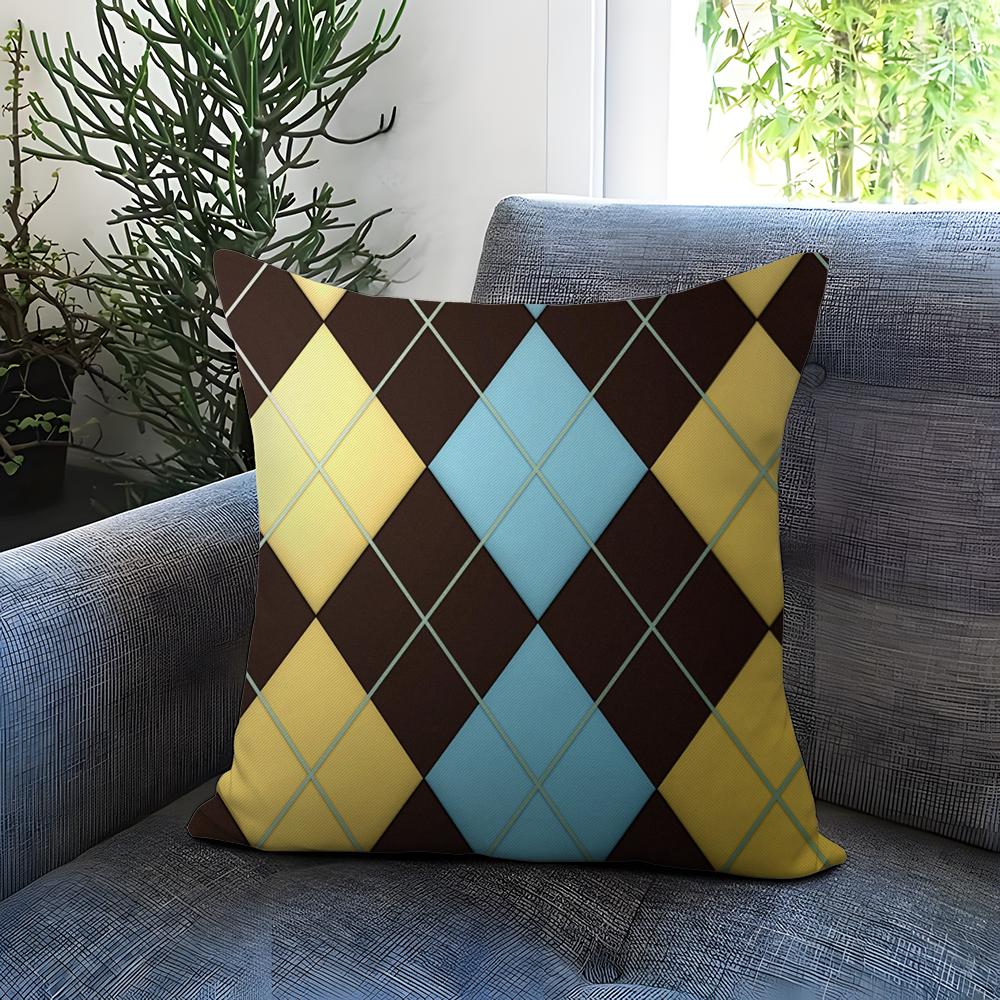 Argyle Cushion Cover Comfortable Reversible Pillow Cover Ideal for Car Sofa Bedroom Beyond