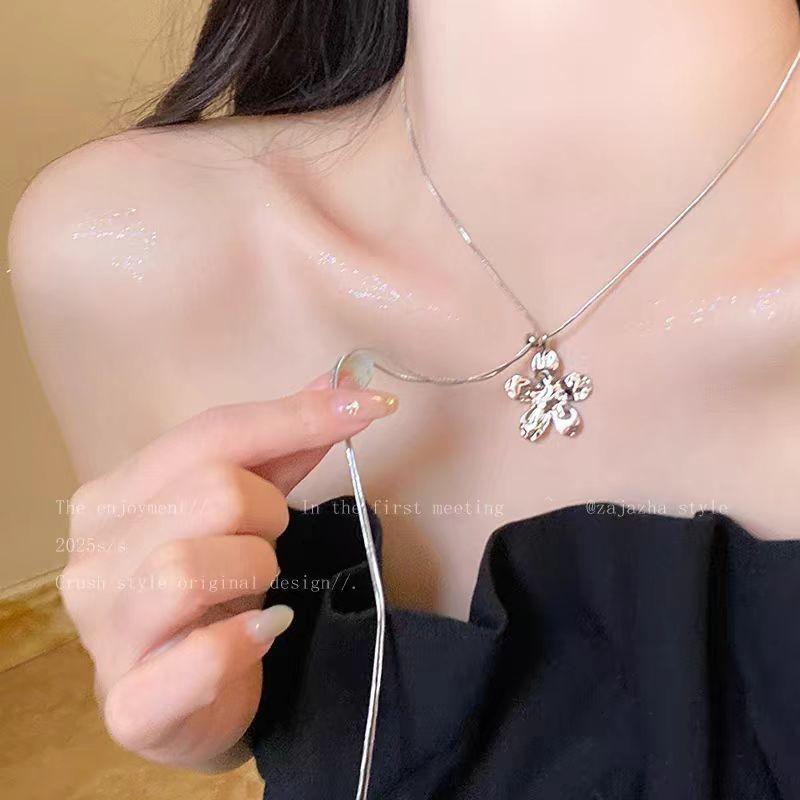 Cute Coffee Plush Bear Necklace Girls Versatile Sweater Chain Childlike Student Party Accessories