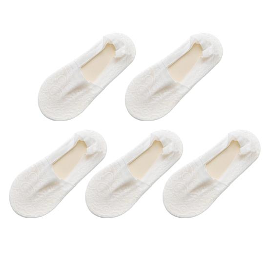 5 Paar Damensocken Elastisches Flaches Design Spitzenverzierungen Socken mit Bündchen Niedriger Schnitt Sommersocken Tägliches Tragen