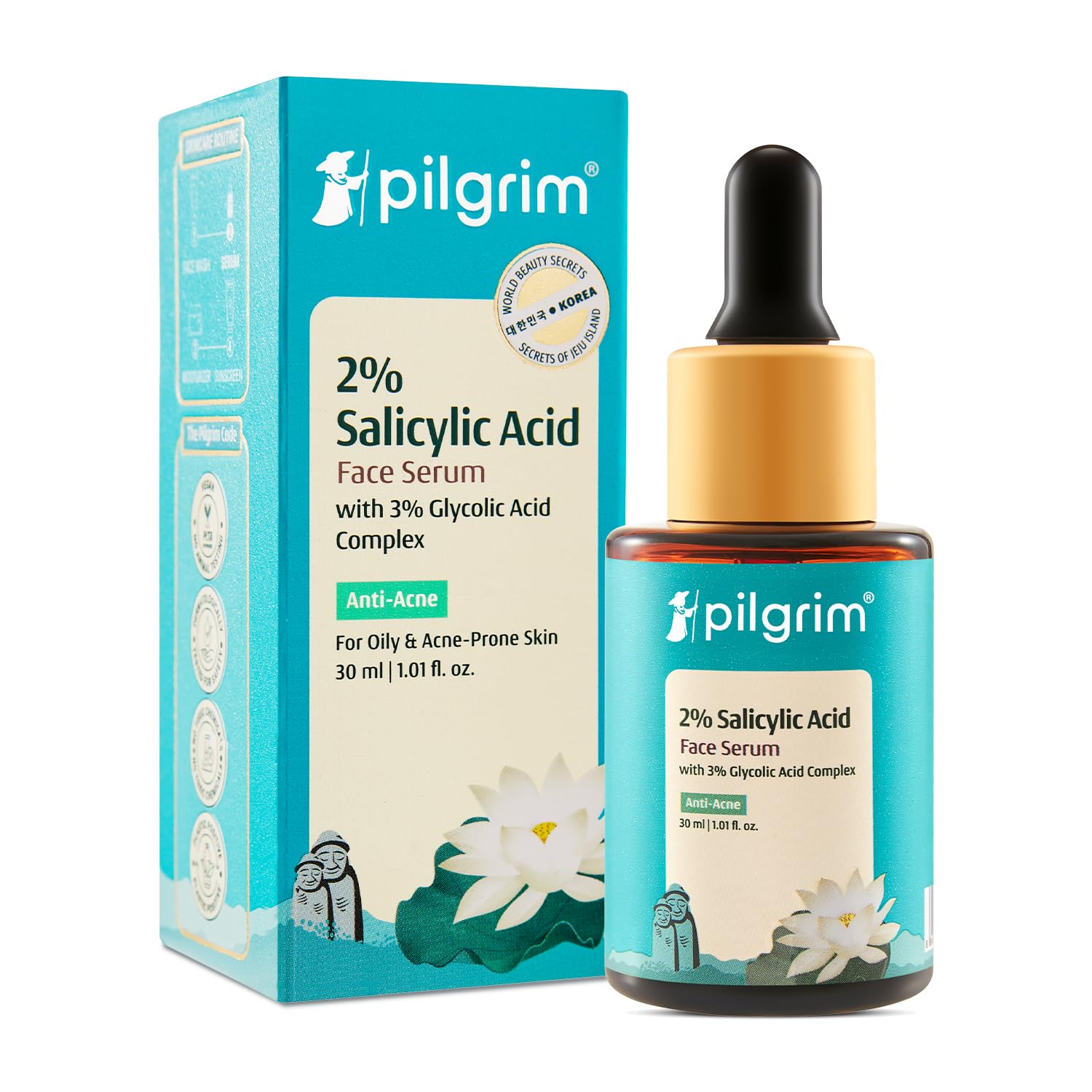 Pilgrim Anti Acne Serum for Oily & Acne Prone Skin 30ml Pack of 1 | Men & Women | Hydrating & Exfoliating