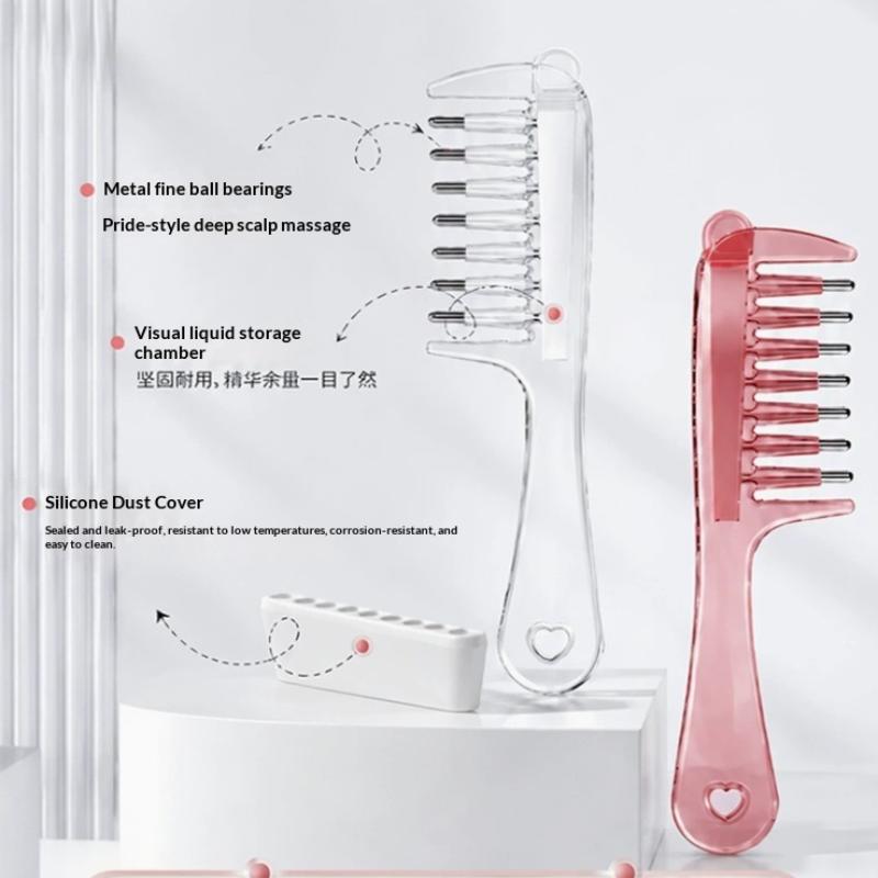 Unisex Transparent Essential Oil Massage Comb Reservoir Rolling Teeth Ergonomic Design for Comfortable Scalp Massage