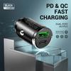 100W High Power Mini Car Charger Invisible Flush Fit Auto Adapter Dual Port Type C PD QC Fast Charging Metal Pull Ring 12/24V