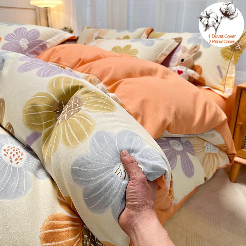 Extra Soft Duvet Cover Set 100% Cotton 3Pieces - Bedding Set (1 Duvet Cover 2 Pillowcases), Easy Care, Wrinkle Resistant