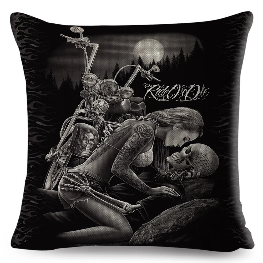 Mexico Chicano Sexy Women Skull Pillow Case Decor Cartoon Printed Girls Cushion Cover for Sofa Home Car Polyester 45*45cm