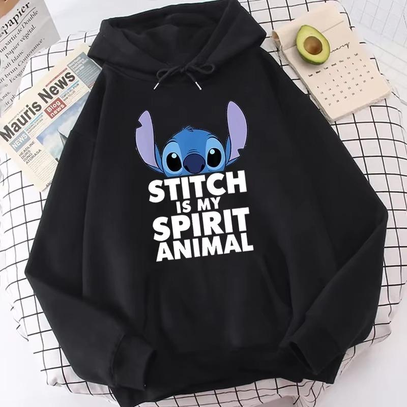 Lilo & Stitch Print Hoodie Cute Cartoon Disney Graphic Sweatshirt Autumn and Winter Men and Women Casual Long-sleeved Jumper Top