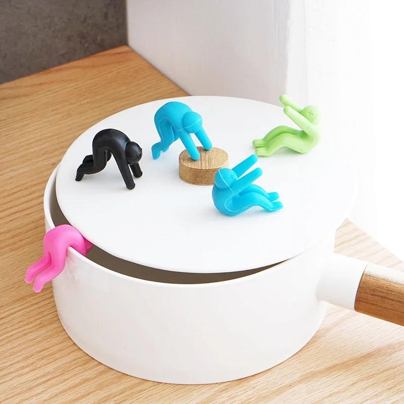 Silicone Support Pan Pot Lid Holder Anti-Overflow Pot Clip Kitchen Tools Stand Mobile Phone Chopstick Spoon Holder Stand Gadgets
