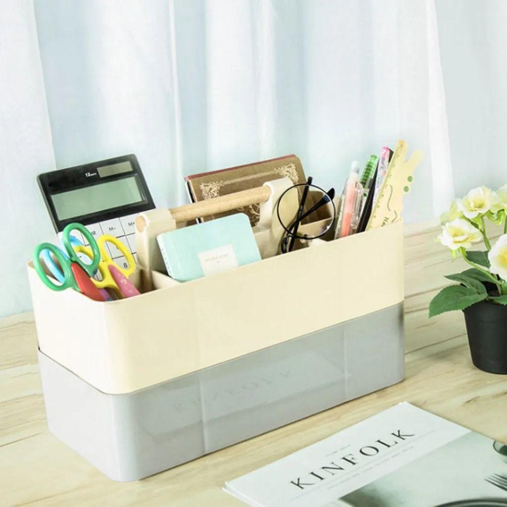 Plastic Stationery Finishing Box Multi-compartment Divided Baskets Desktop Storage Case  Makeup