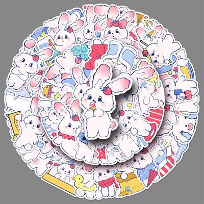 51 Strawberry Rabbit Doodle Stickers Cartoon Cute Hand-painted Gum Card Decorative Mobile Phone Case Water Cup Hand Account Stickers