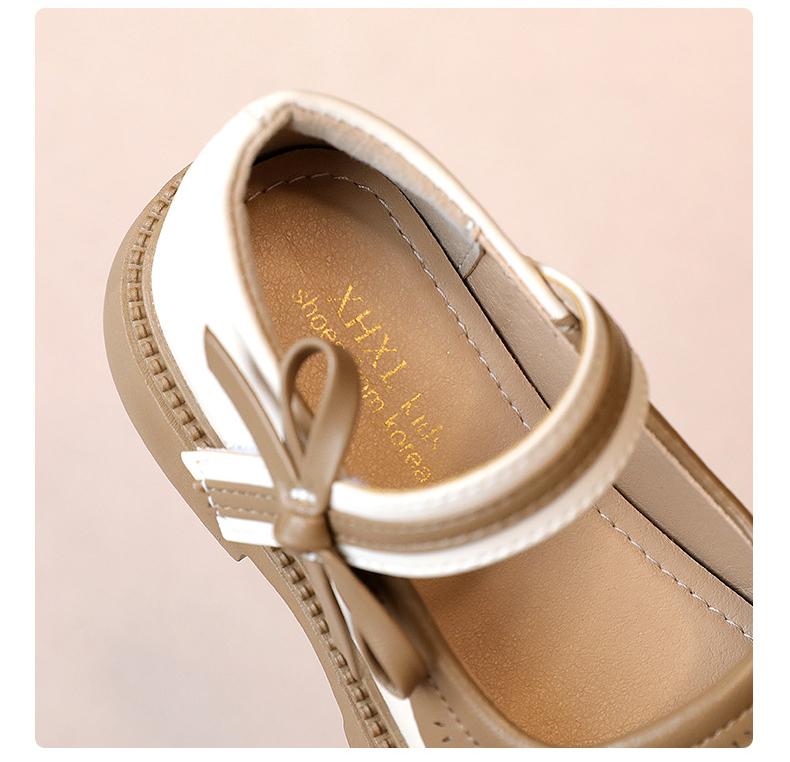 Autumn Girl Leather Shoes Bowtie Black Beige School Causal Children Flat Elegant Round Toe Fashion Patchwork Kids Mary Janes