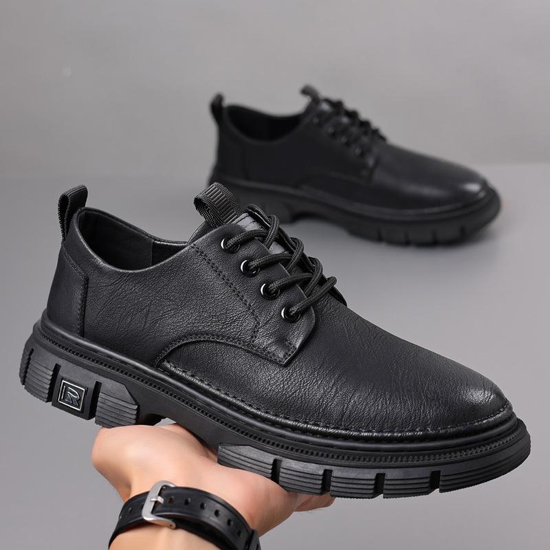 Men's Shoes Autumn New Low-top British Martin Boots 2025 Tooling Casual Leather Shoes Black Winter Cotton Shoes