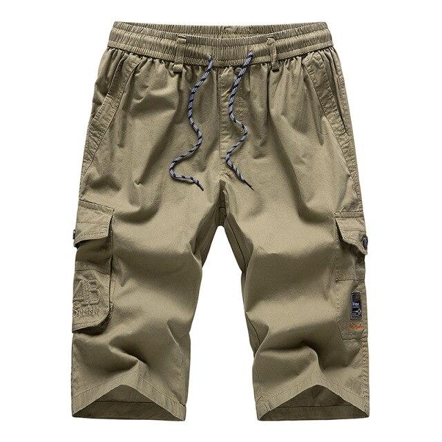 Long Khaki Cargo Shorts Breeches 