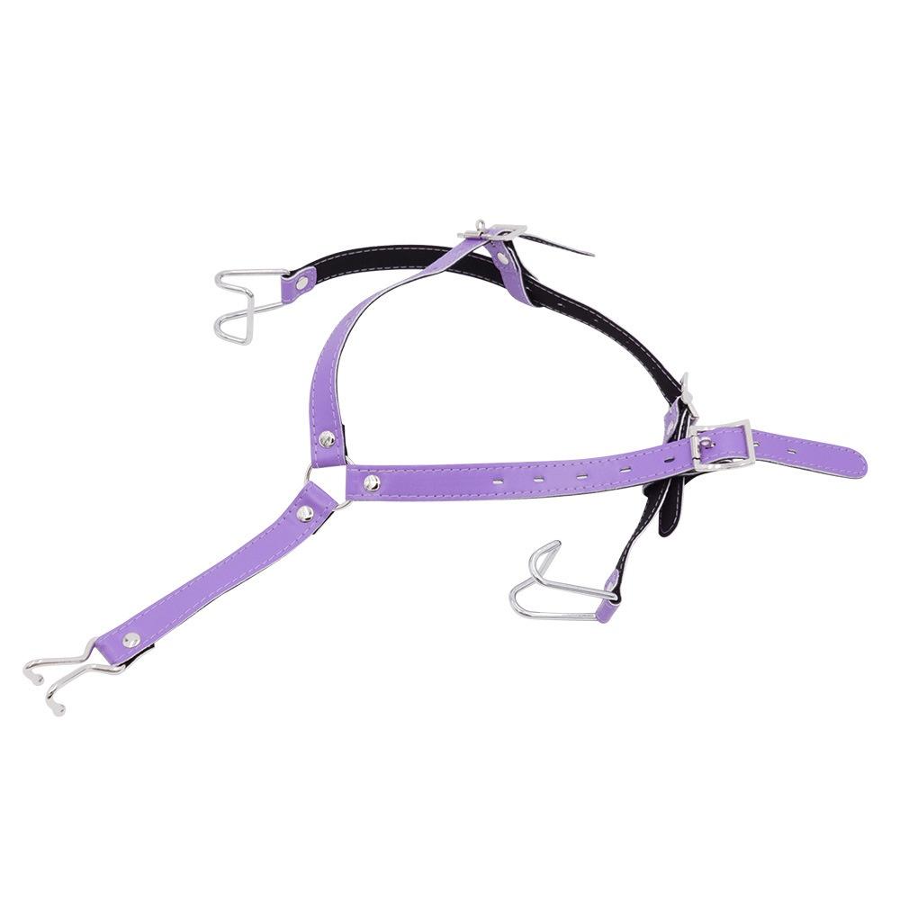 Leather-and-Metal Head-Mounted Mouth Gag with SM Training Features Alternative Control Nose Hook Integrated Mouth Expander Sex