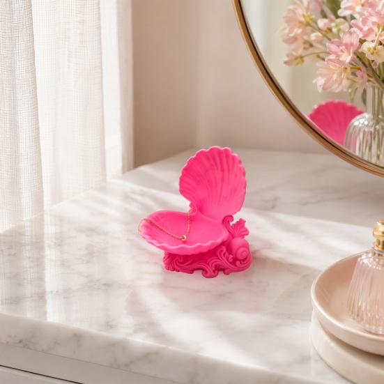 Shell Jewelry Storage Tray, Three-Dimensional Carving Design, Jewelry Decorative Organizer for Rings Earrings Small Items