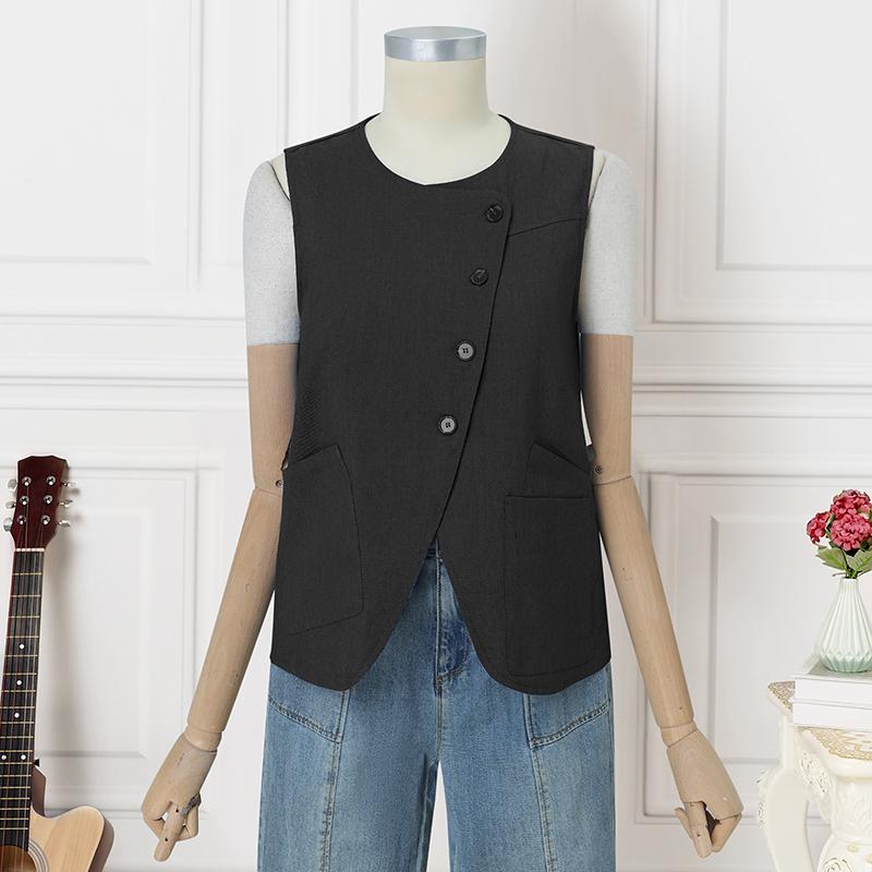 

ZANZEA Женские летние топы с круглым вырезом без рукавов и карманами XL