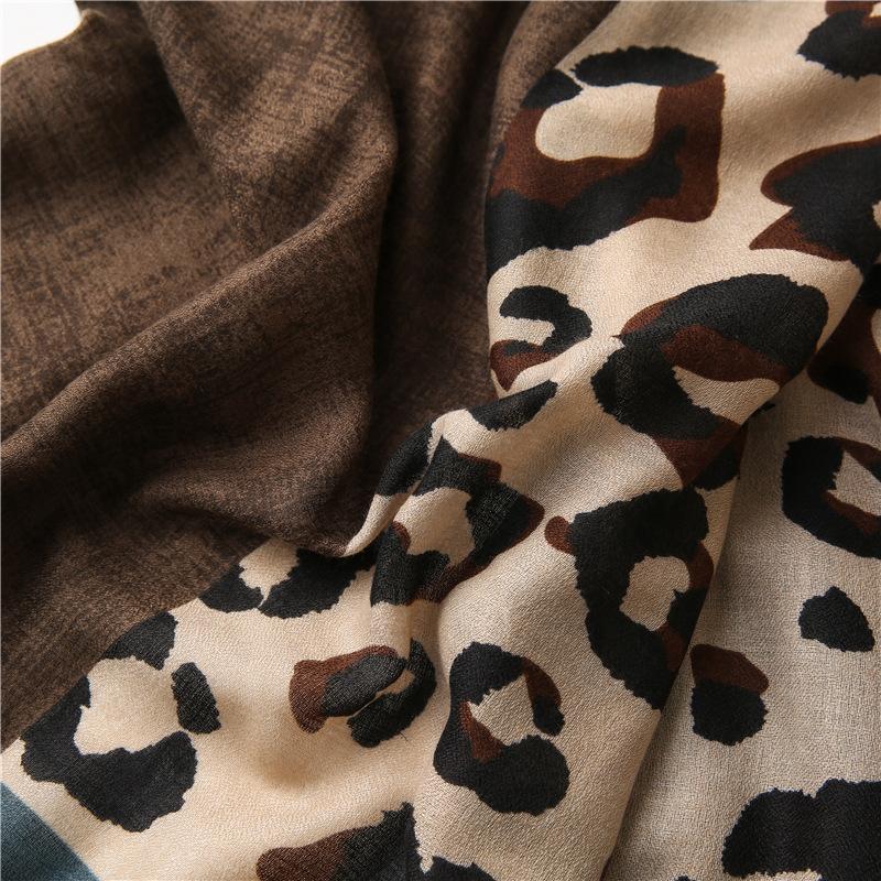 Women Fashion Leopard Patchwork Fringe Viscose Shawl Scarf Lady High Quality Wrap Pashmina Stole Bufandas Muslim Hijab 180*90Cm