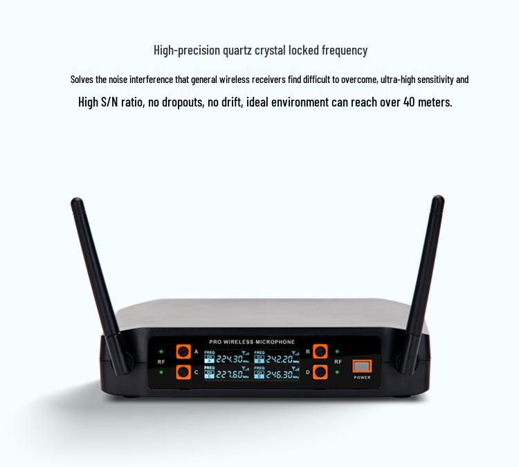 UHF Wireless Handheld Microphone Set: Four-Channel System for Conferences and Karaoke