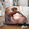 Přikrývka s koňským cvalem Zvířecí flanelové přikrývky 3D Art Decor potisk přikrývky Bílá přikrývka na přikrývku koně Rozkládací pohovky Přehoz přikrývky