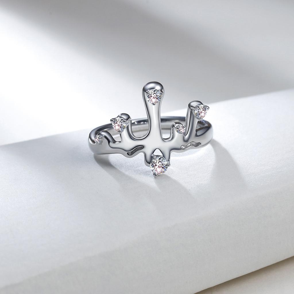 925 Sterling Modern Silver Adjustable Ring For Women With Trendy Design Geometric