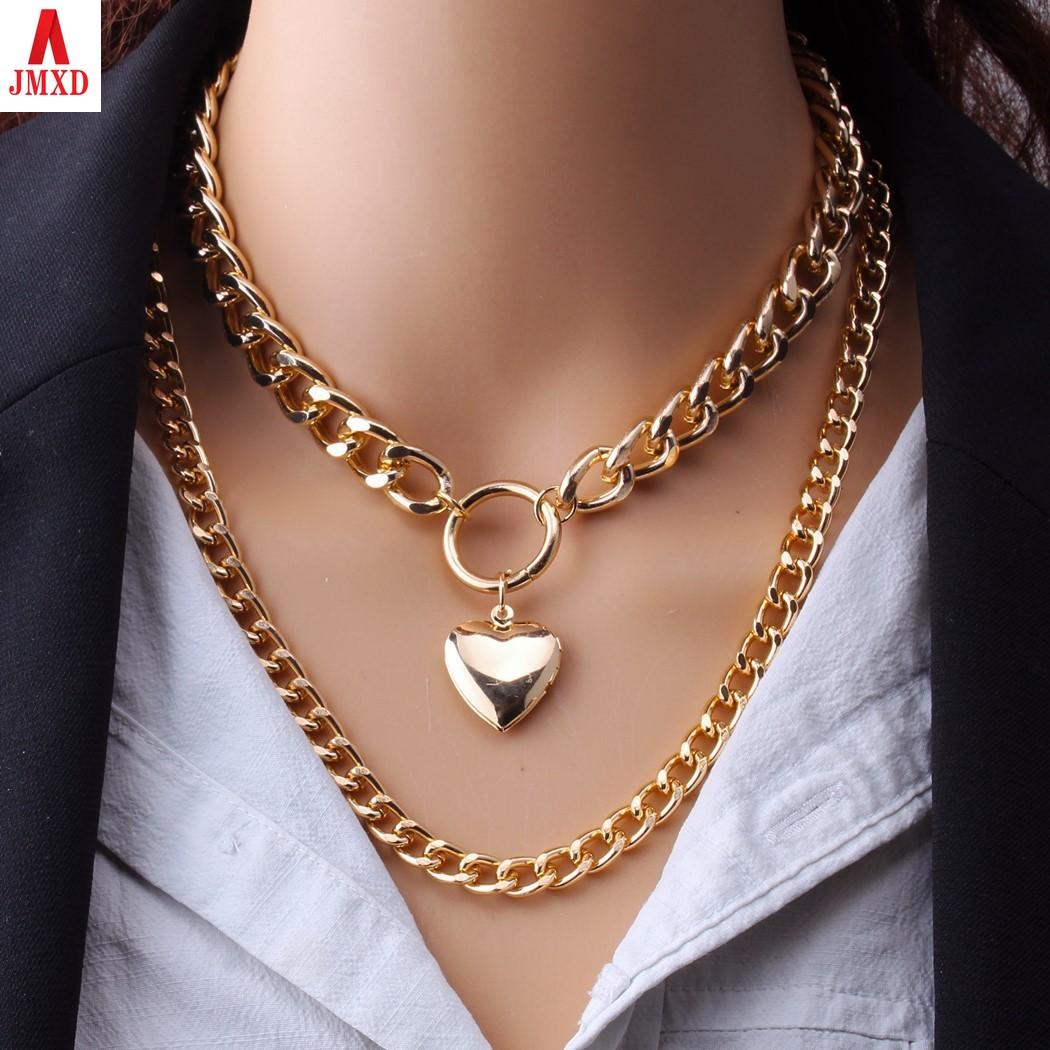 

JMXD- Креативные подвески в форме сердца, преувеличенное простое короткое двойное колье «Любовь»