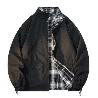 2025 Men's Solid Plaid Zipper Jacket with Stand Collar - Versatile, Handsome Spring/Autumn Layer