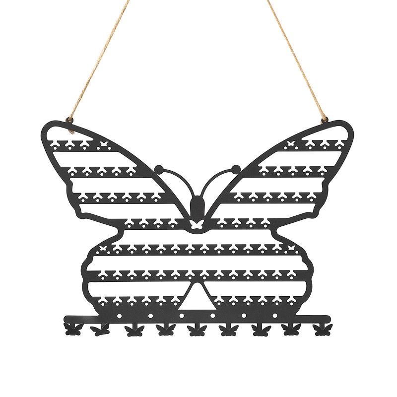 Butterfly Shape Wall Mounted Jewelry Rack Jewelry Hanging Rack for Necklaces Earrings Bracelets Display and Storage Black