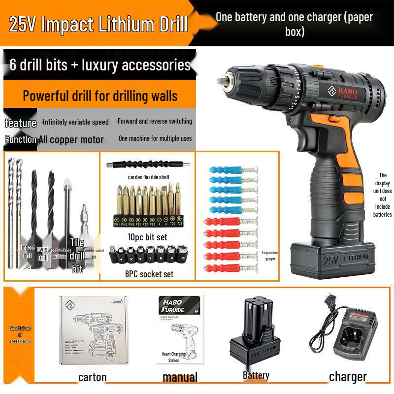 Rechargeable Multifunction Electric Drill & Impact Screwdriver Set