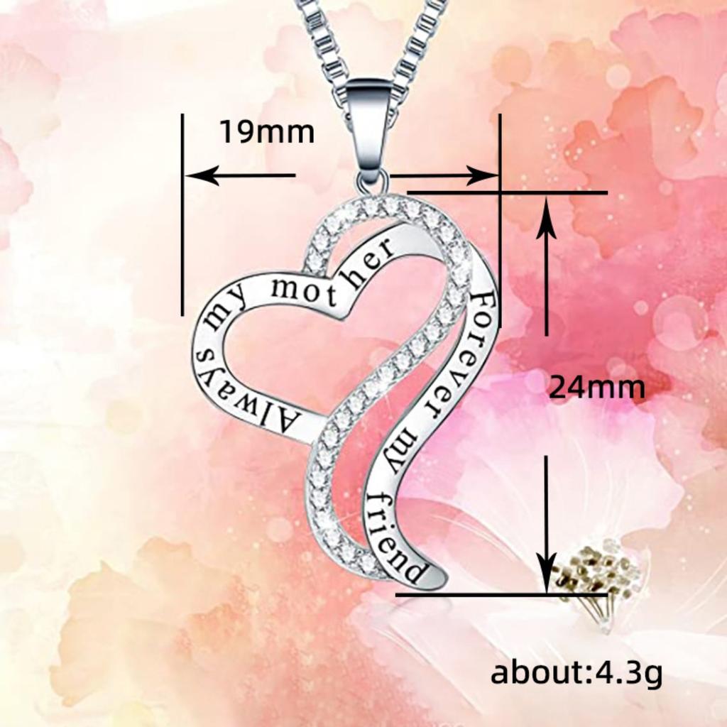 Open Twist Heart Engraved Letter Partial Pave Cubic Zirconia Pendant Mom Gift Clavicle Necklace
