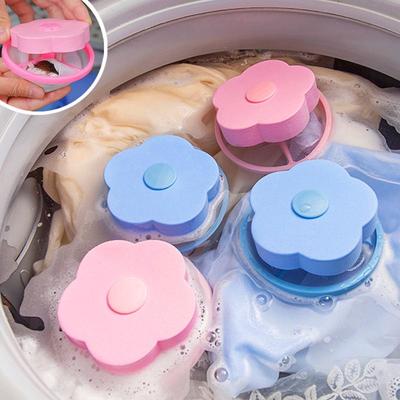 1PC Household Washing Machine Floating Object Filter Mesh Bag Filter Hair Remover Stain Remover Flower Shaped Washing Ball