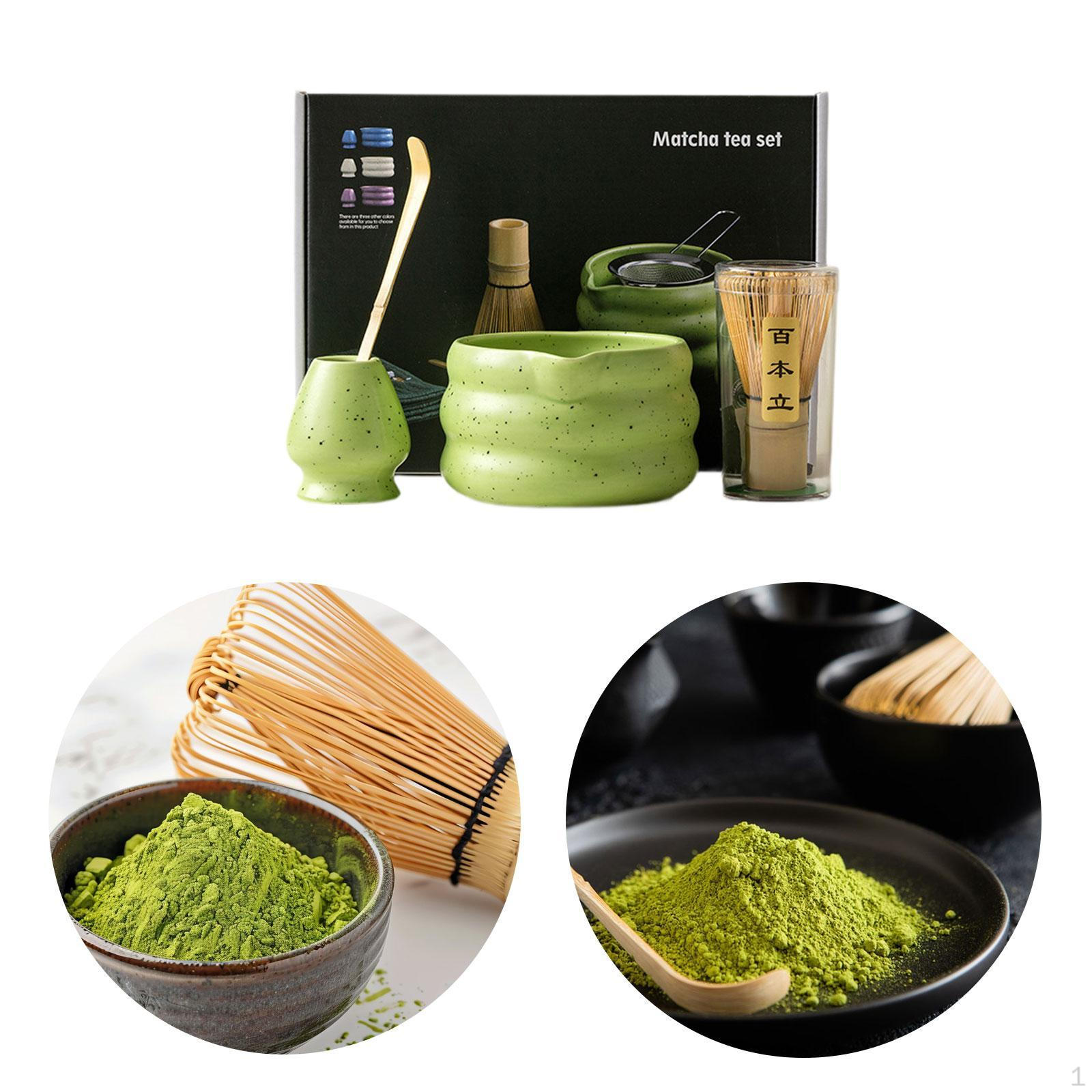 

Matcha Set Whisk and Scoop Ceremony Ceramic Gift , Bowl Green 4 piecs