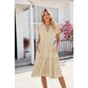 Women's Fashion Summer Spring Solid Color Print Short Sleeve V-Neck Loose Waistline Casual Dresses